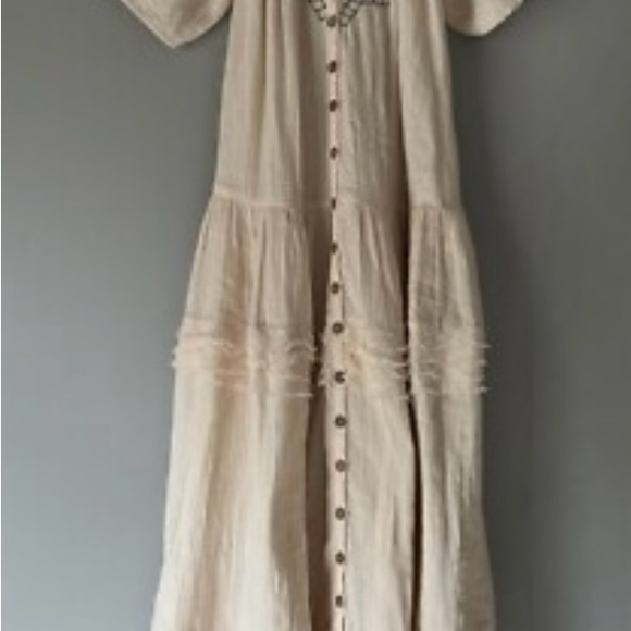 Free People Elegant Cream Sunday Stroll Oversized Embroided Maxi Dress - Picture 11 of 15
